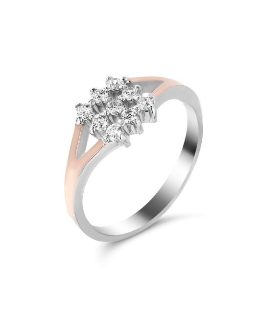 Sidabrinis žiedas su cirkoniais dengtas auksu - Sidabriniai žiedai - Goldinga