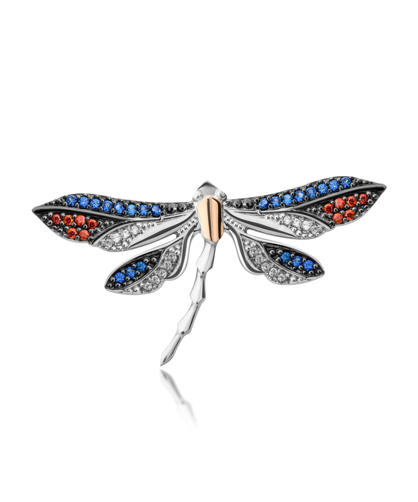 Sidabrinė sagė su cirkoniais dengta auksu - Sagės - Goldinga