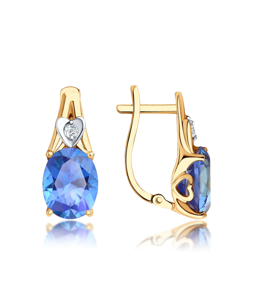 Auksiniai auskarai su topazu ir cirkoniu - Auksiniai auskarai - Goldinga