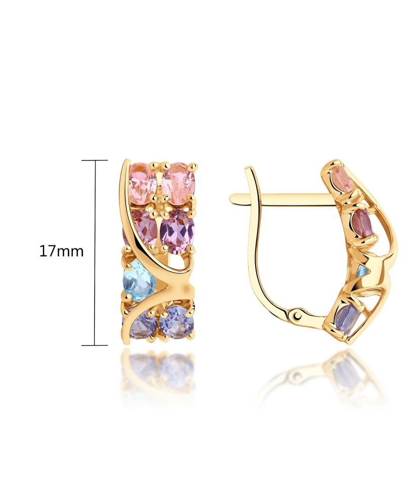 Auksiniai auskarai su topazais ir sitalais - Auksiniai auskarai - Goldinga