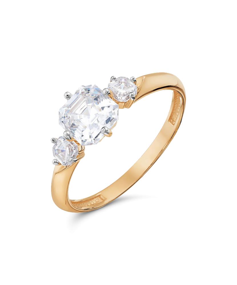 Auksinis žiedas su kristalais - Auksiniai žiedai - Goldinga