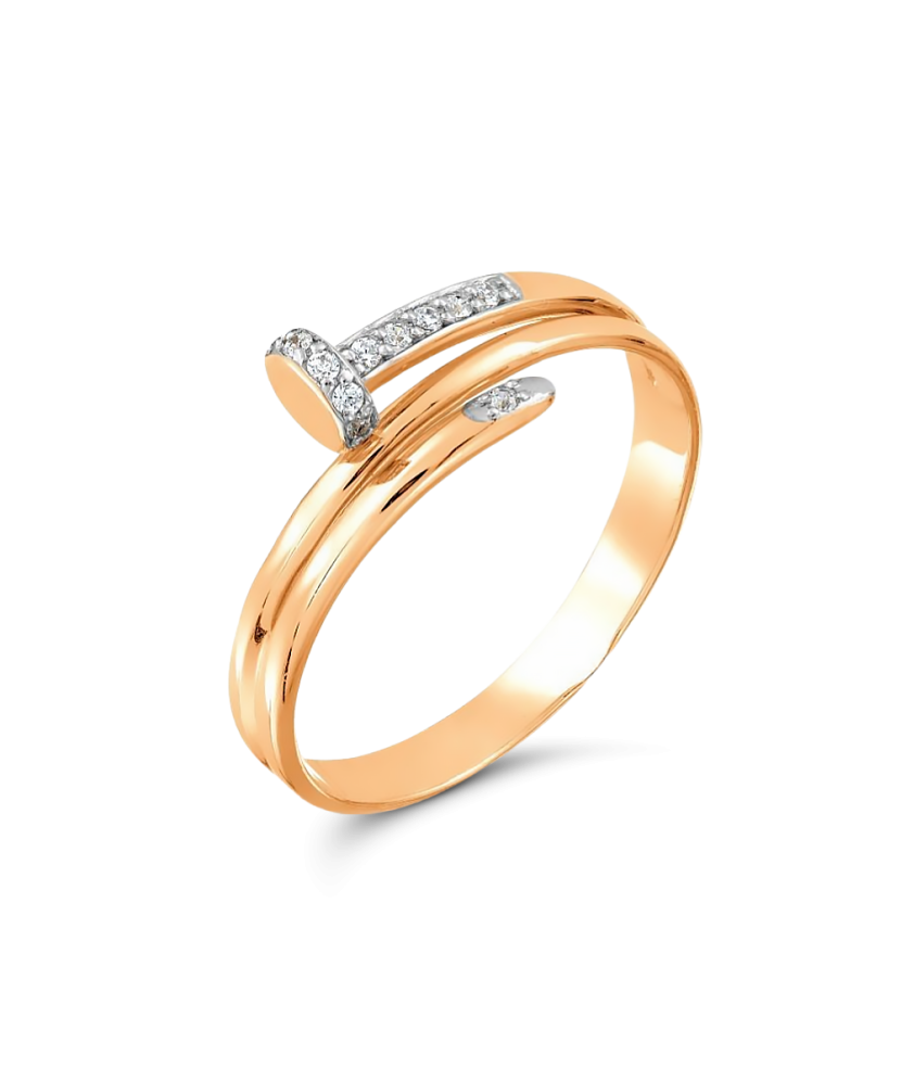 Auksinis žiedas su cirkoniais - Auksiniai žiedai - Goldinga