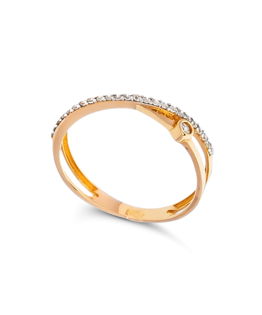 Auksinis žiedas su cirkoniais - Auksiniai žiedai - Goldinga