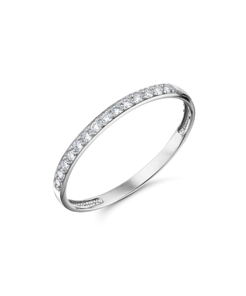 Balto aukso žiedas su cirkoniais - Auksiniai žiedai - Goldinga