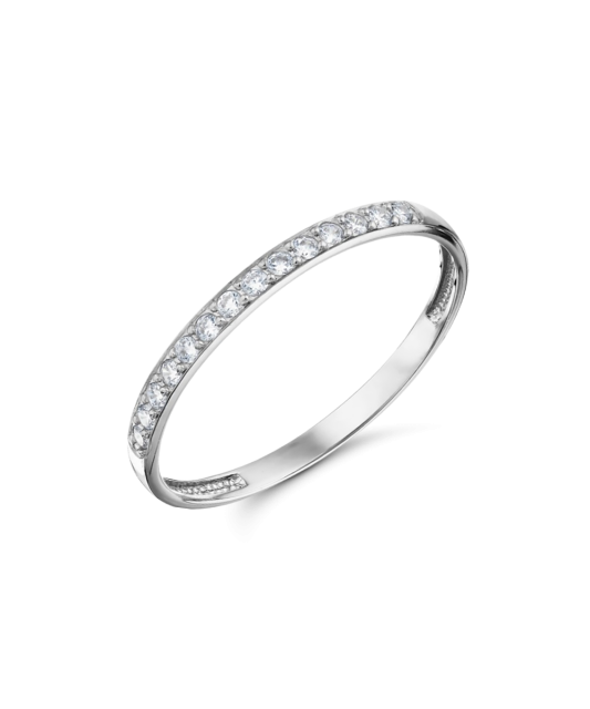 Balto aukso žiedas su cirkoniais - Auksiniai žiedai - Goldinga