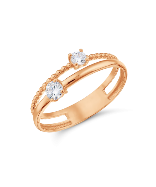 Auksinis žiedas su cirkoniais - Auksiniai žiedai - Goldinga