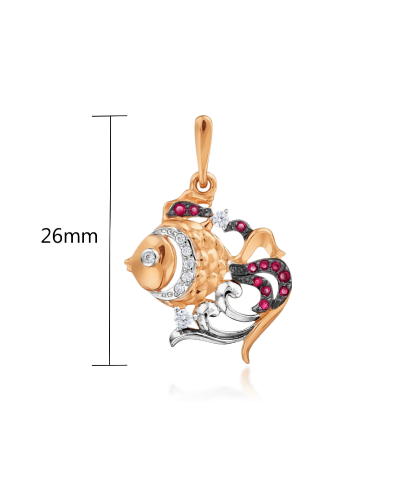 Auksinis pakabukas su cirkoniais "žuvis" - Auksiniai pakabukai - Goldinga