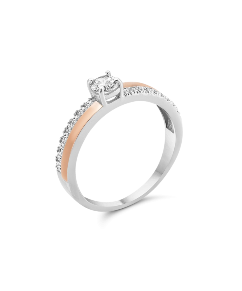 Sidabrinis žiedas su cirkoniais dengtas auksu - Sidabriniai žiedai - Goldinga