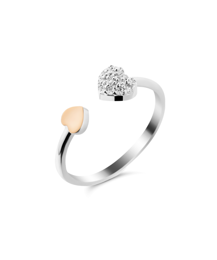 Sidabrinis žiedas su cirkoniais dengtas auksu - Sidabriniai žiedai - Goldinga