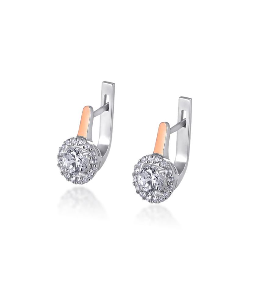 Sidabriniai auskarai su cirkoniais dengti auksu - Sidabriniai auskarai - Goldinga