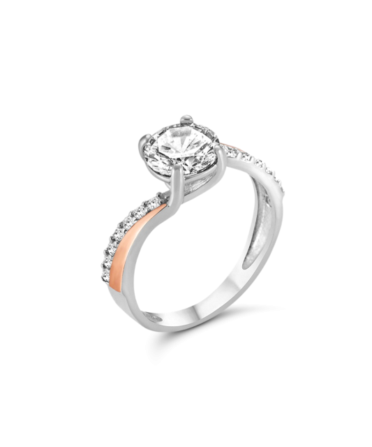 Sidabrinis žiedas su cirkoniais dengtas auksu - Sidabriniai žiedai - Goldinga