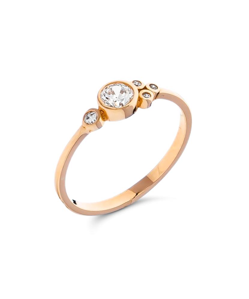 Auksinis žiedas su cirkoniais - Auksiniai žiedai - Goldinga