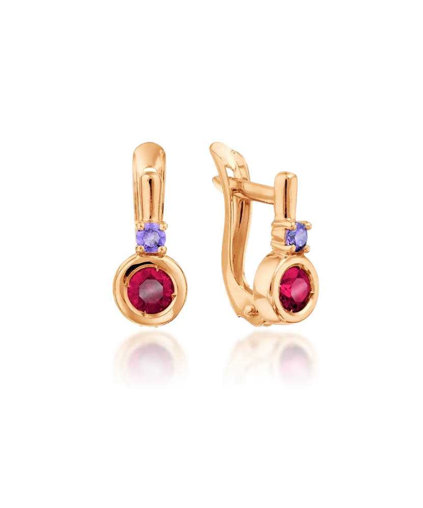 Auksiniai auskarai su kristalu - Auksiniai auskarai - Goldinga