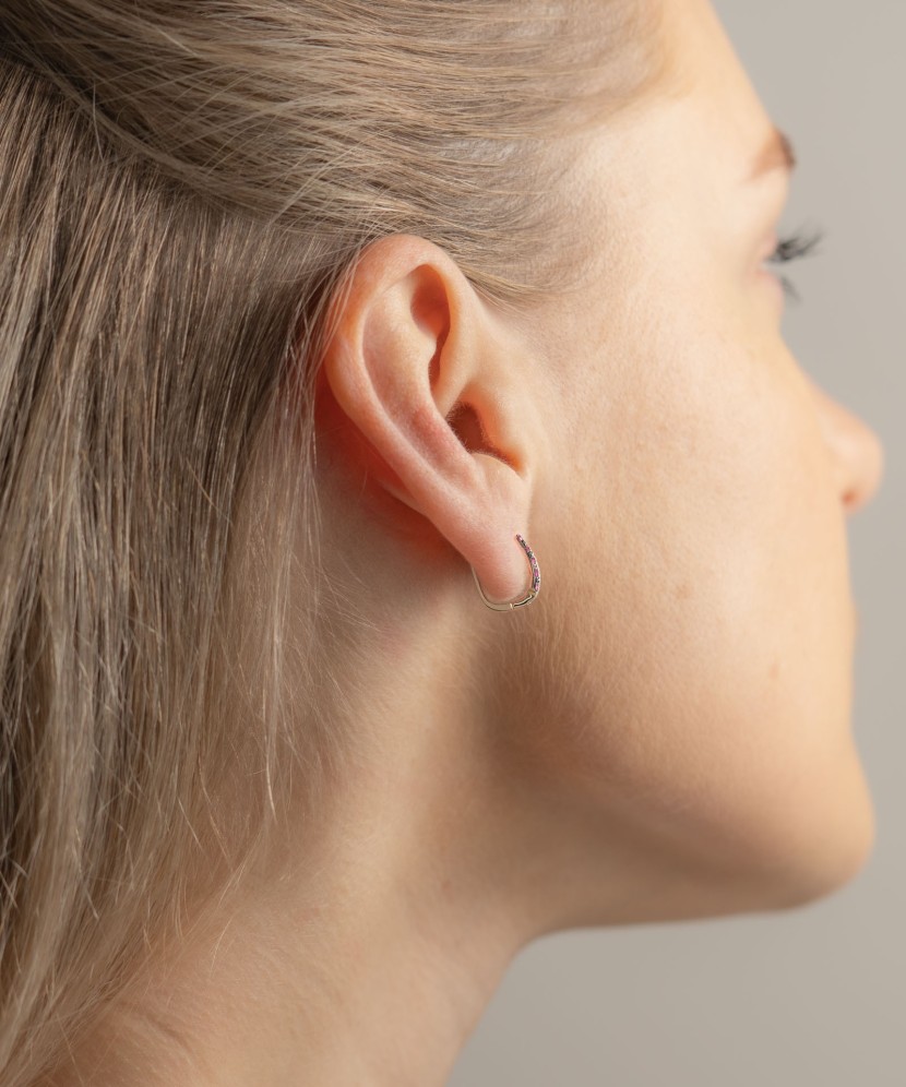 Auksiniai auskarai su deimantais ir smaragdais - Auksiniai Auskarai su brangakmeniais - Goldinga