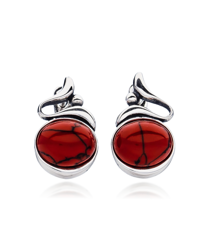 Sidabriniai auskarai su koralu - Sidabriniai auskarai - Goldinga