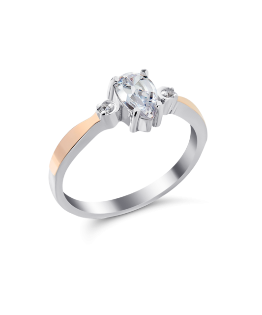 Sidabrinis žiedas su cirkoniais dengtas auksu - Sidabriniai žiedai - Goldinga