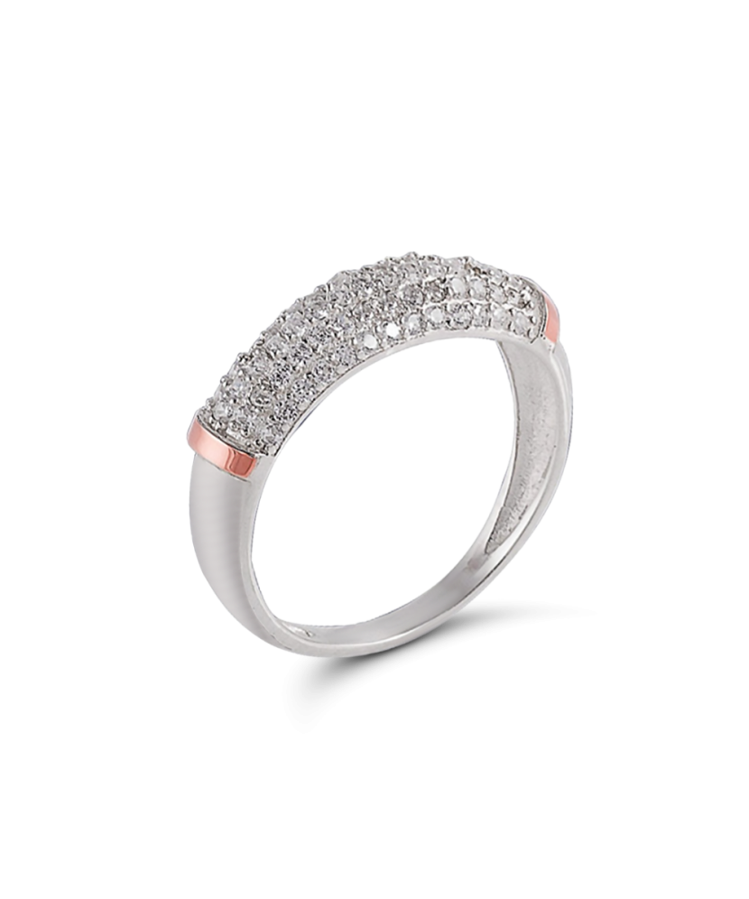 Sidabrinis žiedas su cirkoniais dengtas auksu - Sidabriniai žiedai - Goldinga