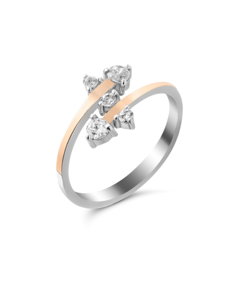 Sidabrinis žiedas su cirkoniais dengtas auksu - Sidabriniai žiedai - Goldinga