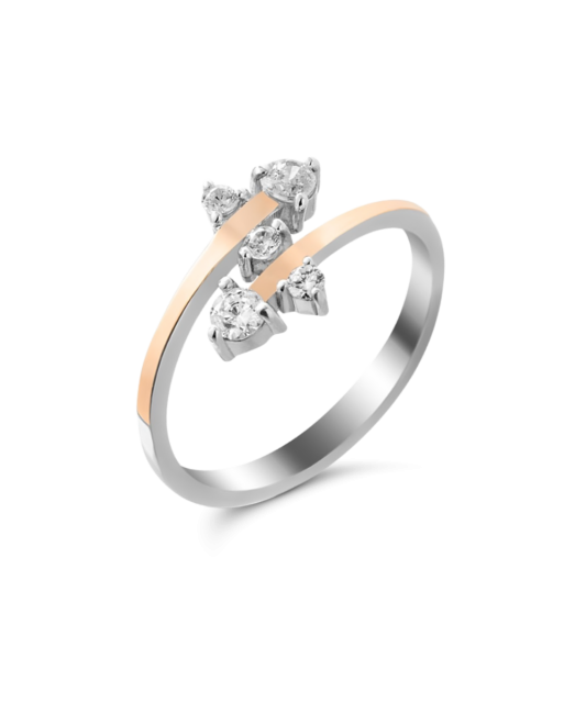 Sidabrinis žiedas su cirkoniais dengtas auksu - Sidabriniai žiedai - Goldinga