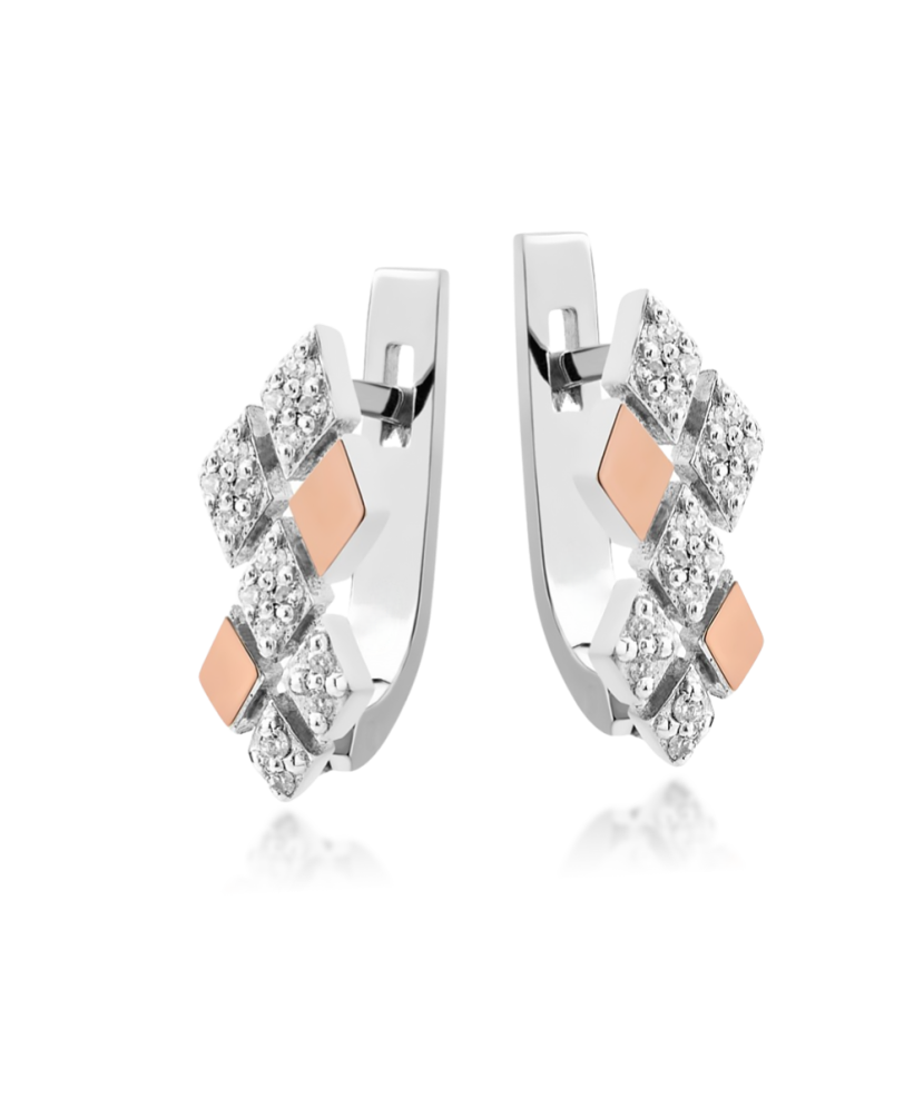 Sidabriniai auskarai su cirkoniais dengti auksu - Sidabriniai auskarai - Goldinga