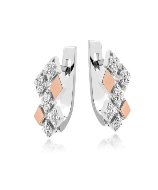Sidabriniai auskarai su cirkoniais dengti auksu - Sidabriniai auskarai - Goldinga