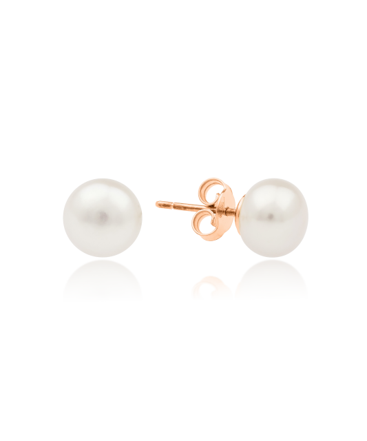 Auksiniai auskarai su natūraliais perlais 8 mm - Auskarai su perlais - Goldinga