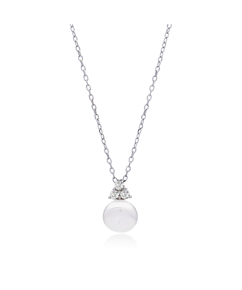 Sidabrinė grandinėlė su perlo pakabuku ir cirkoniais - Sidabrinės grandinėlės su pakabukais - Goldinga