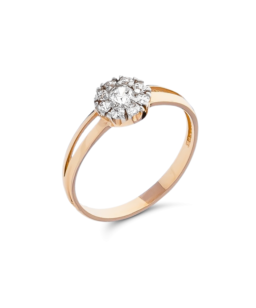 Auksinis žiedas su cirkoniais - Auksiniai žiedai - Goldinga