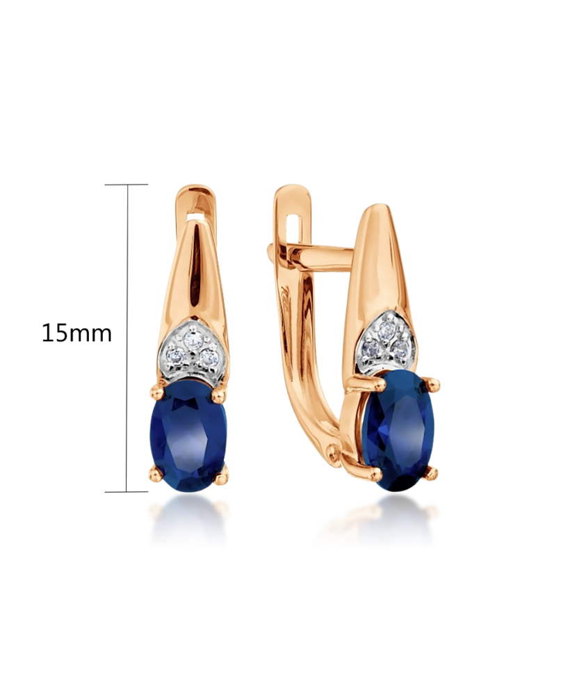 Auksiniai auskarai su sint. safyrais ir cirkoniais - Auksiniai auskarai - Goldinga