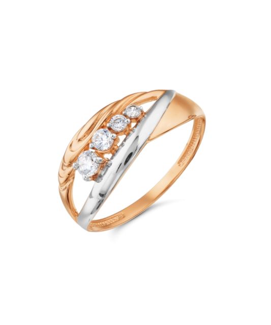 Auksinis žiedas su cirkoniais - Auksiniai žiedai - Goldinga