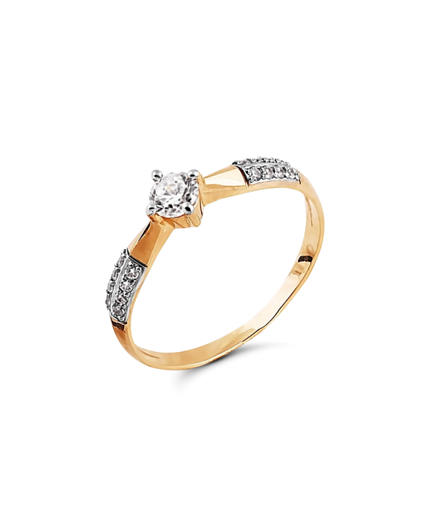 Auksinis žiedas su cirkoniais - Auksiniai žiedai - Goldinga