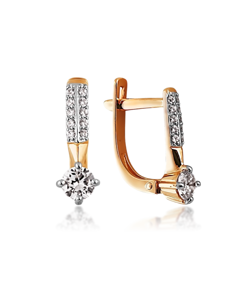 Auksiniai auskarai su cirkoniais - Auksiniai auskarai - Goldinga