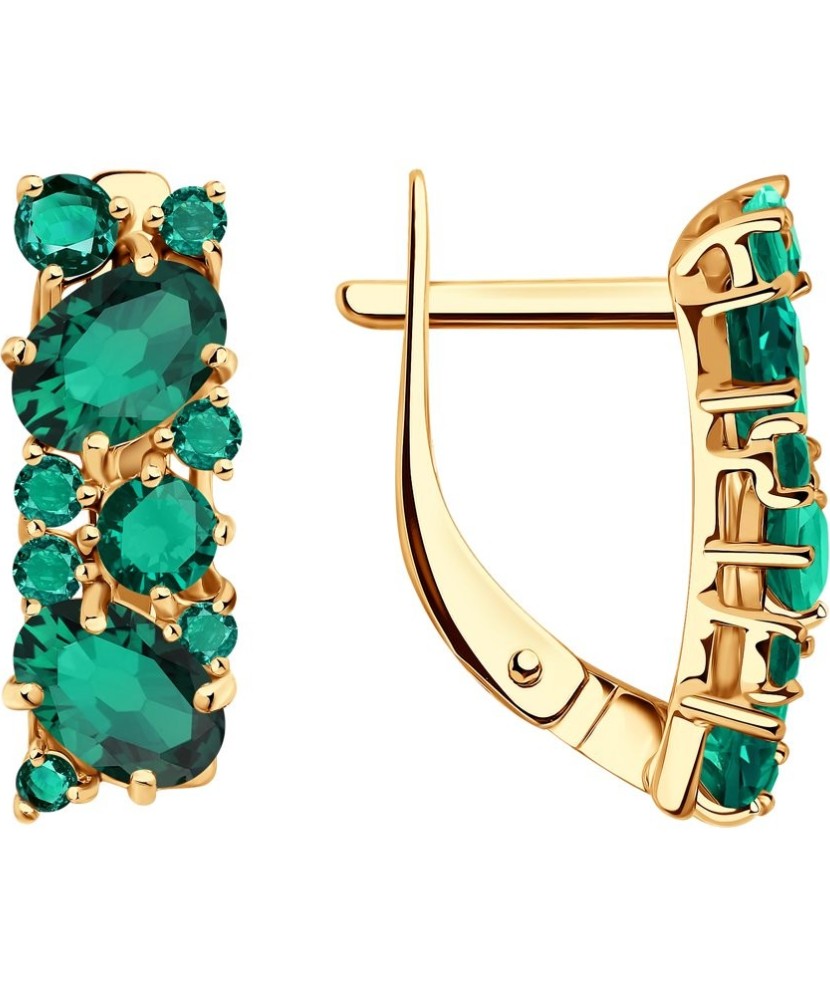 Auksiniai auskarai su smaragdais - Auksiniai auskarai - Goldinga