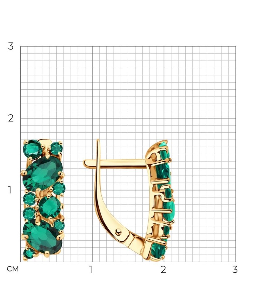 Auksiniai auskarai su smaragdais - Auksiniai auskarai - Goldinga