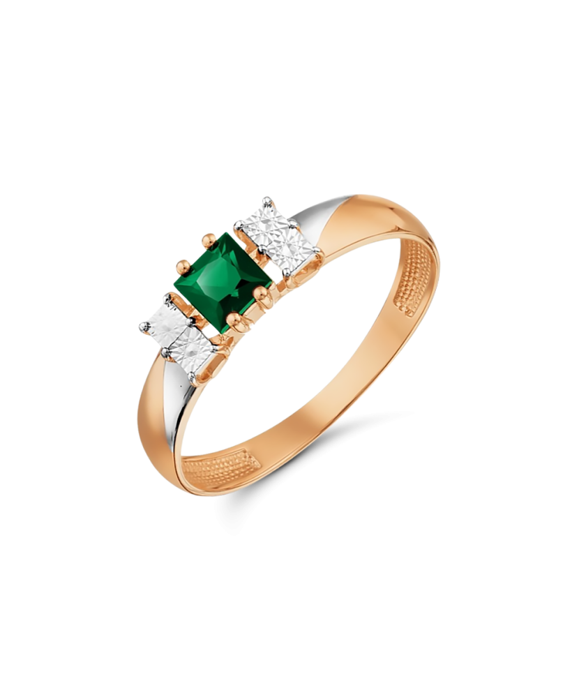 Auksinis žiedas su smaragdu - Auksiniai Žiedai su brangakmeniais - Goldinga