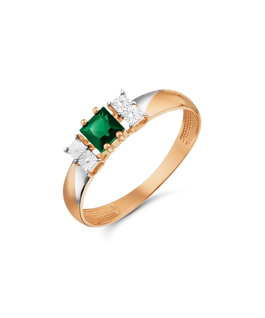 Auksinis žiedas su smaragdu - Auksiniai Žiedai su brangakmeniais - Goldinga