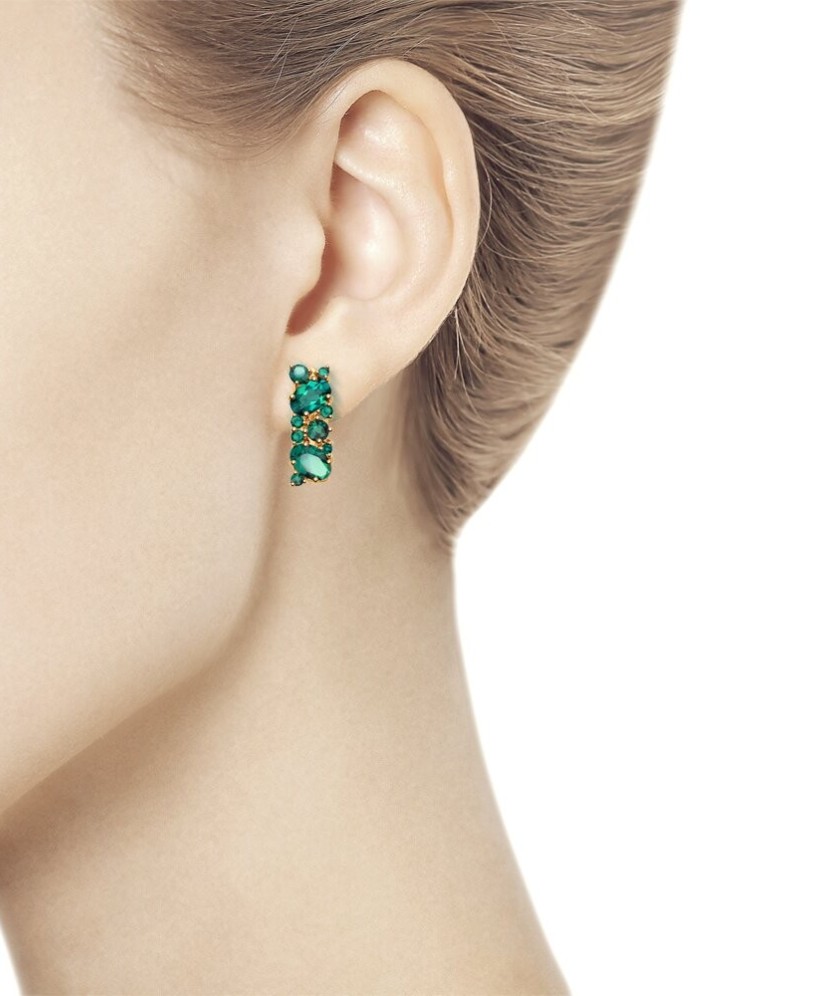 Auksiniai auskarai su smaragdais - Auksiniai auskarai - Goldinga