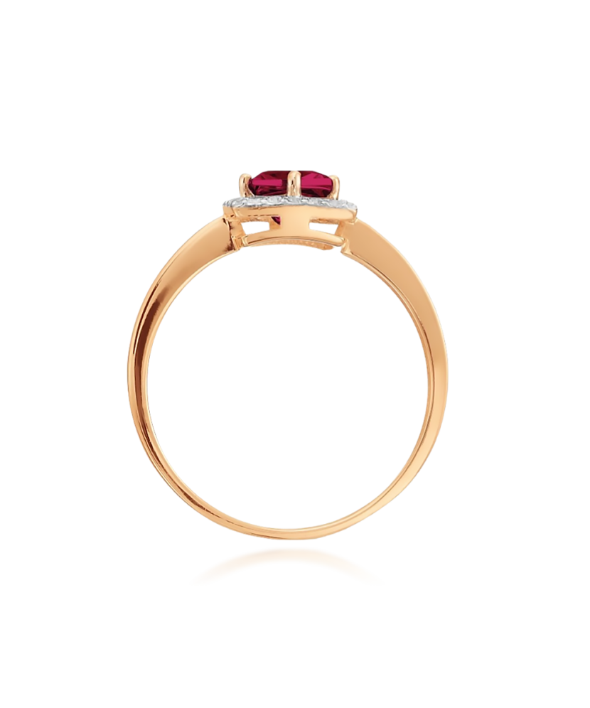 Auksinis žiedas su granatu ir cirkoniais - Auksiniai žiedai - Goldinga