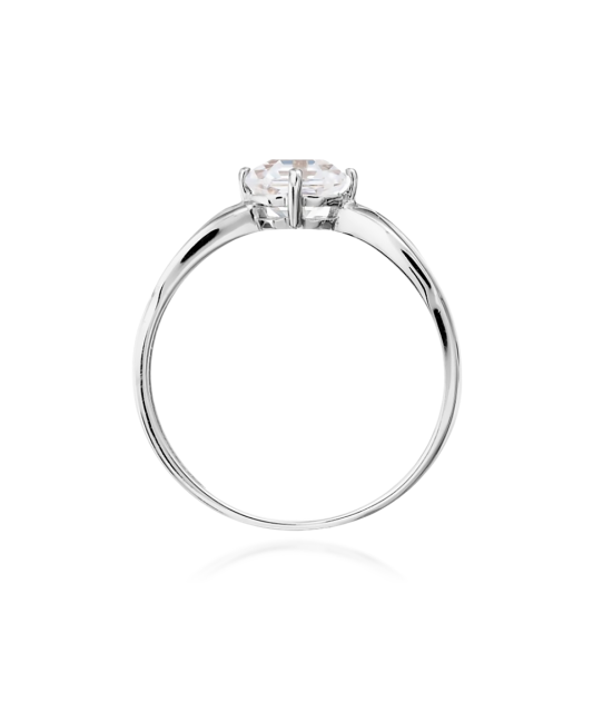 Balto aukso žiedas su cirkoniais - Auksiniai žiedai - Goldinga