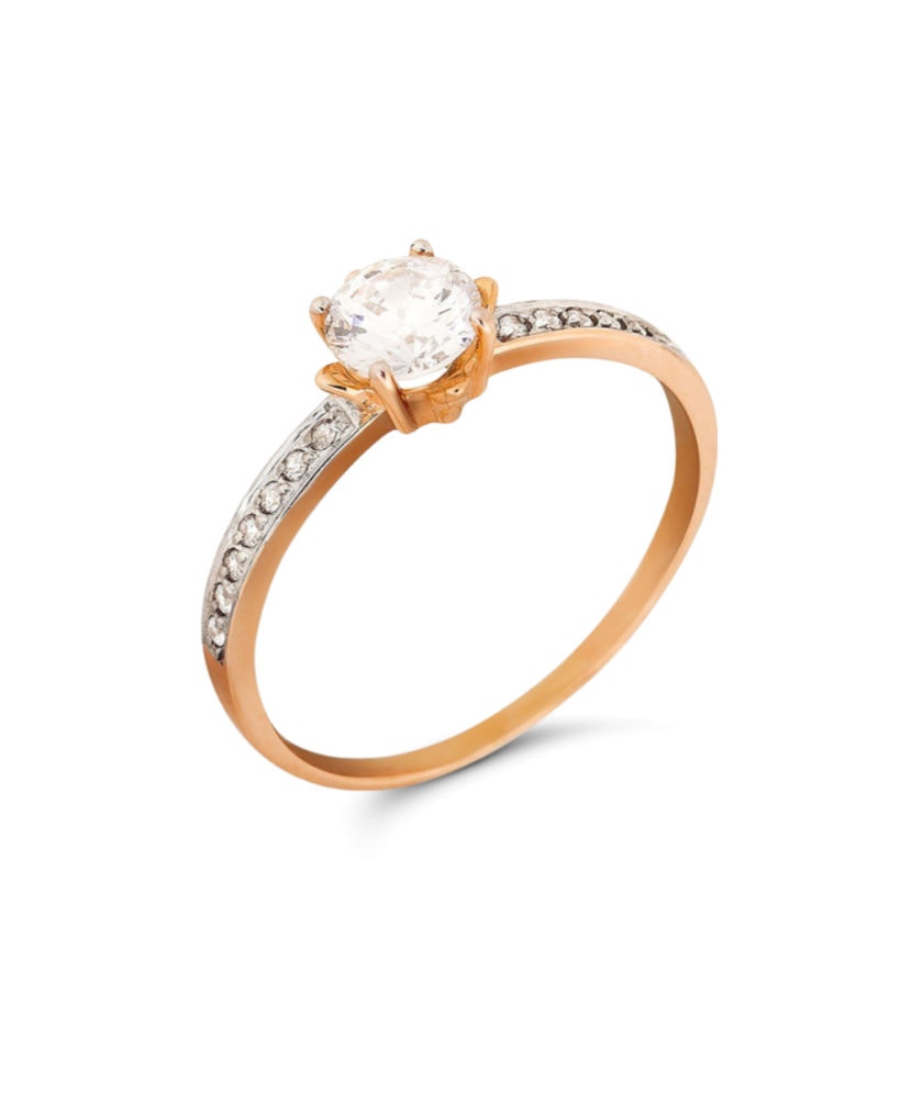 Auksinis žiedas su cirkoniais - Auksiniai žiedai - Goldinga