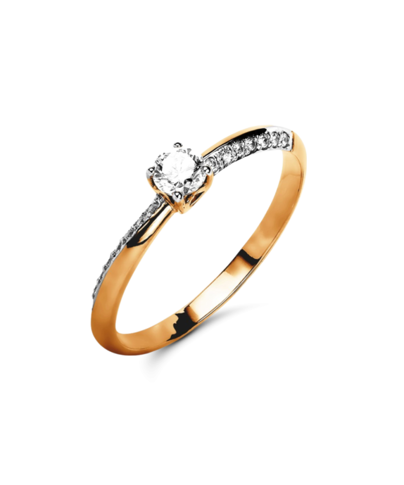 Auksinis žiedas su cirkoniais - Auksiniai žiedai - Goldinga