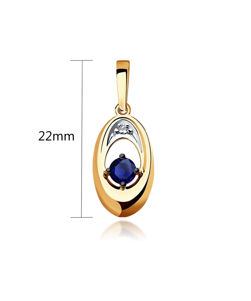 Auksinis pakabukas su deimantu ir mėlynuoju korundu - Pakabukai su brangakmeniais - Goldinga
