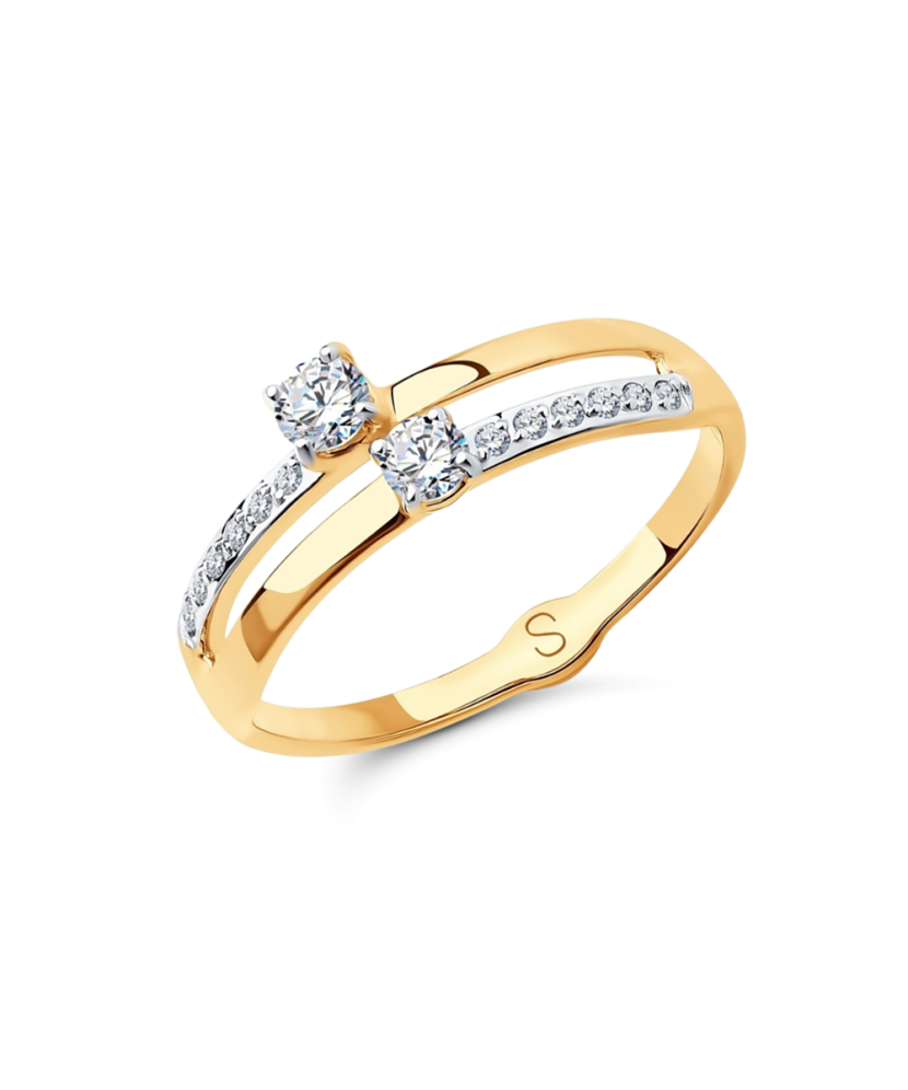 Auksinis žiedas su cirkoniais - Auksiniai žiedai - Goldinga