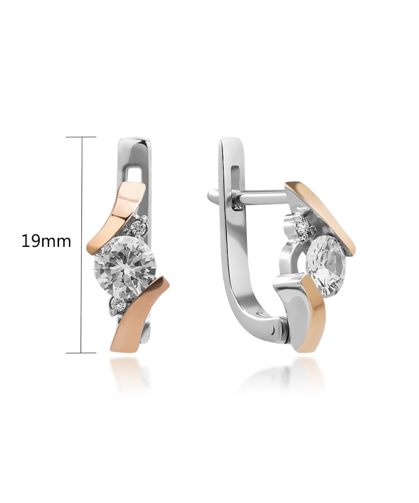 Sidabriniai auskarai su cirkoniais dengti auksu - Sidabriniai auskarai - Goldinga