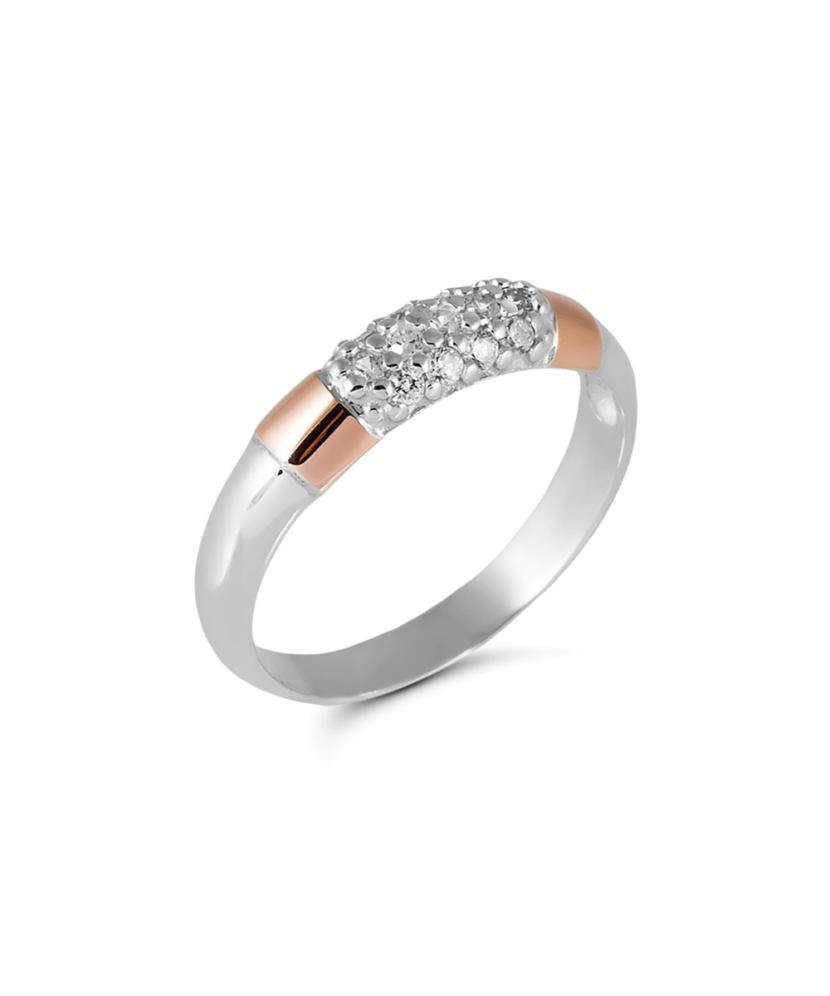 Sidabrinis žiedas su cirkoniais dengtas auksu - Sidabriniai žiedai - Goldinga