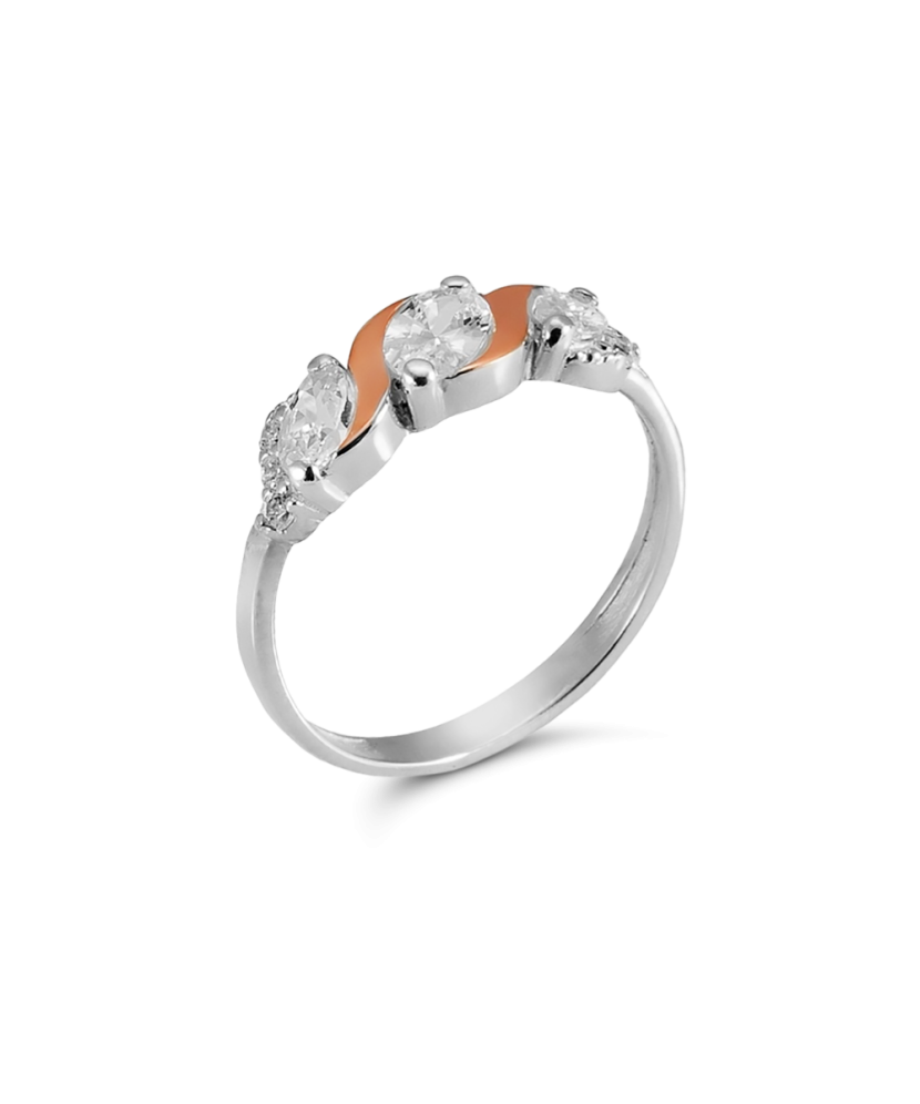 Sidabrinis žiedas su cirkoniais dengtas auksu - Sidabriniai žiedai - Goldinga