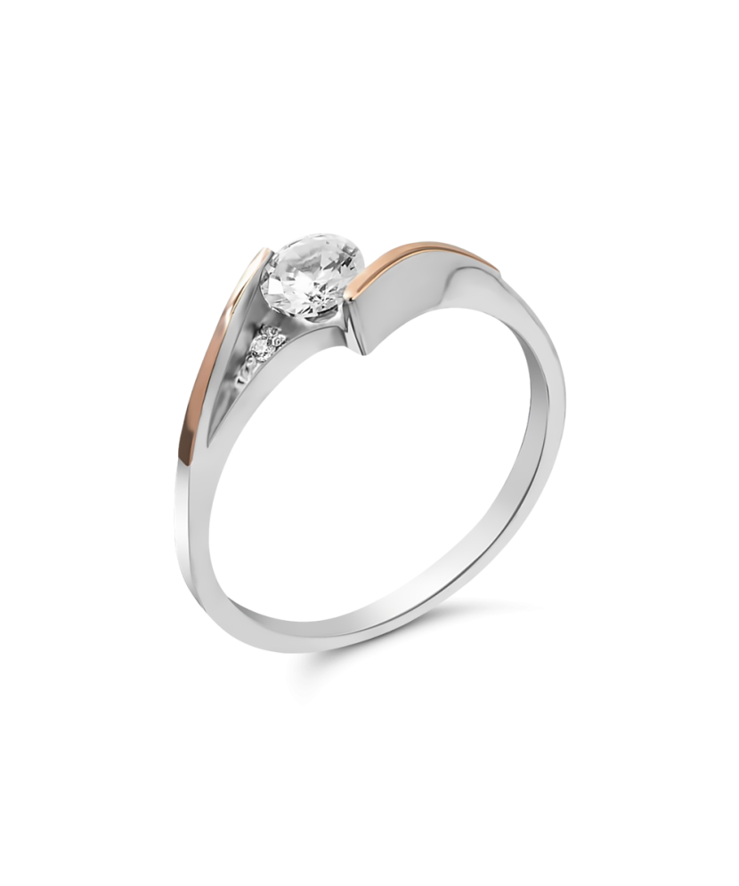 Sidabrinis žiedas su cirkoniais dengtas auksu - Sidabriniai žiedai - Goldinga