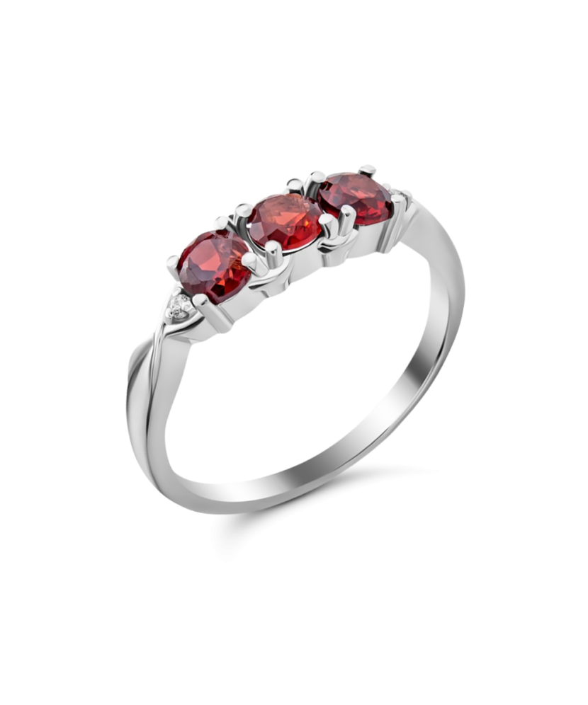 Sidabrinis žiedas su granatais - Sidabriniai žiedai - Goldinga