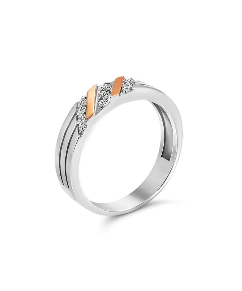 Sidabrinis žiedas su cirkoniais dengtas auksu - Sidabriniai žiedai - Goldinga