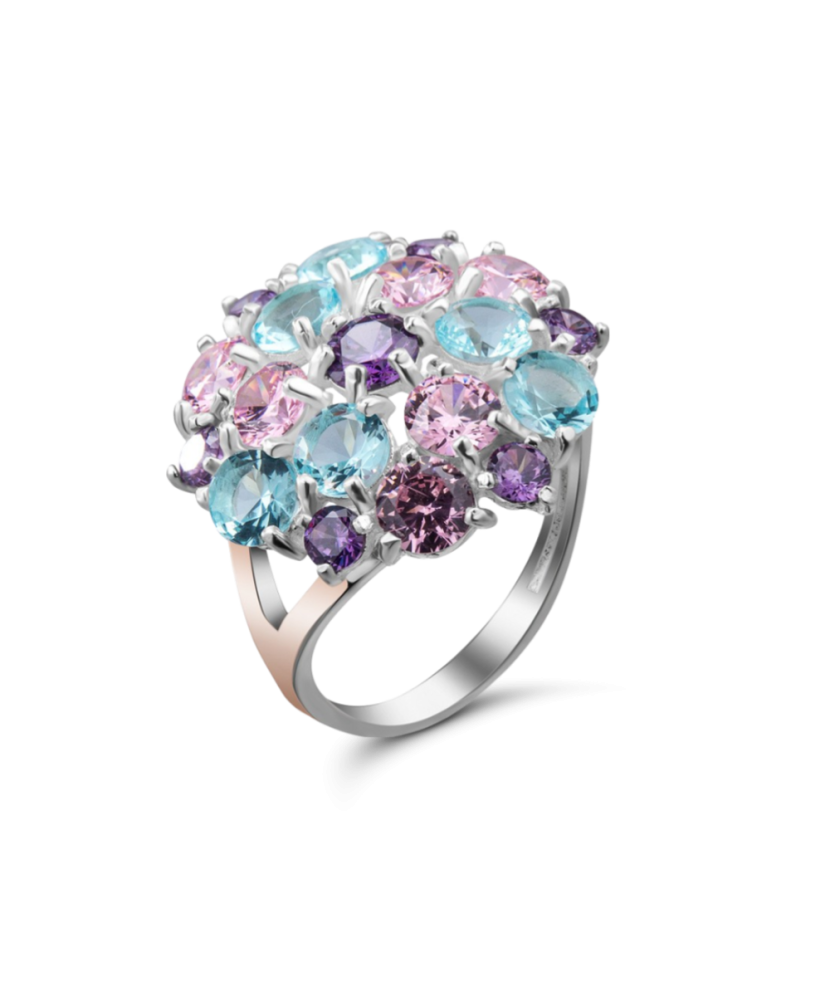 Sidabrinis žiedas su cirkoniais dengtas auksu 436162 - Sidabriniai žiedai - Goldinga